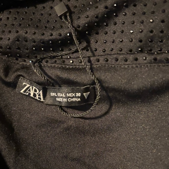 NWOT ZARA BLOGGERS FAVE RHINESTONE + FEATHER TRIM MINI DRESS BLACK SIZE LARGE - Picture 7 of 7